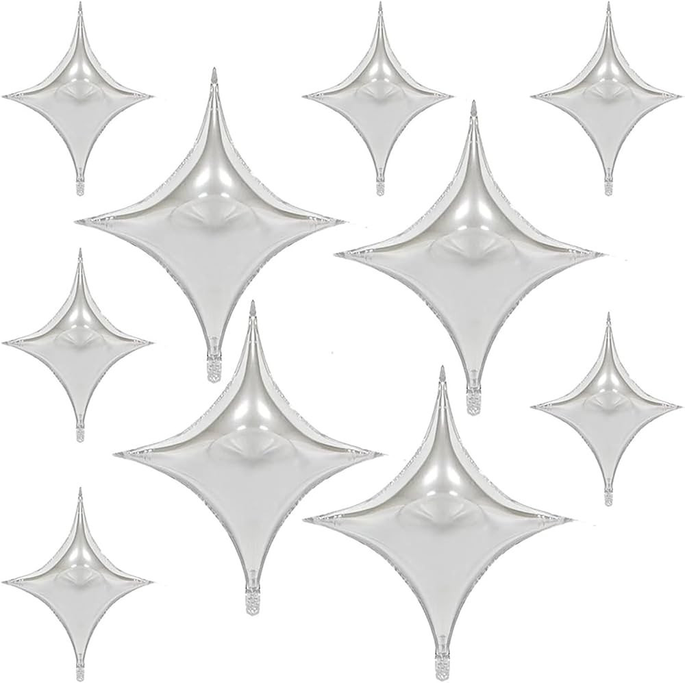 10 Pcs Silver Star Balloon 26 inch Silver Balloons 10 inch mini Star Ballooon for New Years Decor... | Amazon (US)