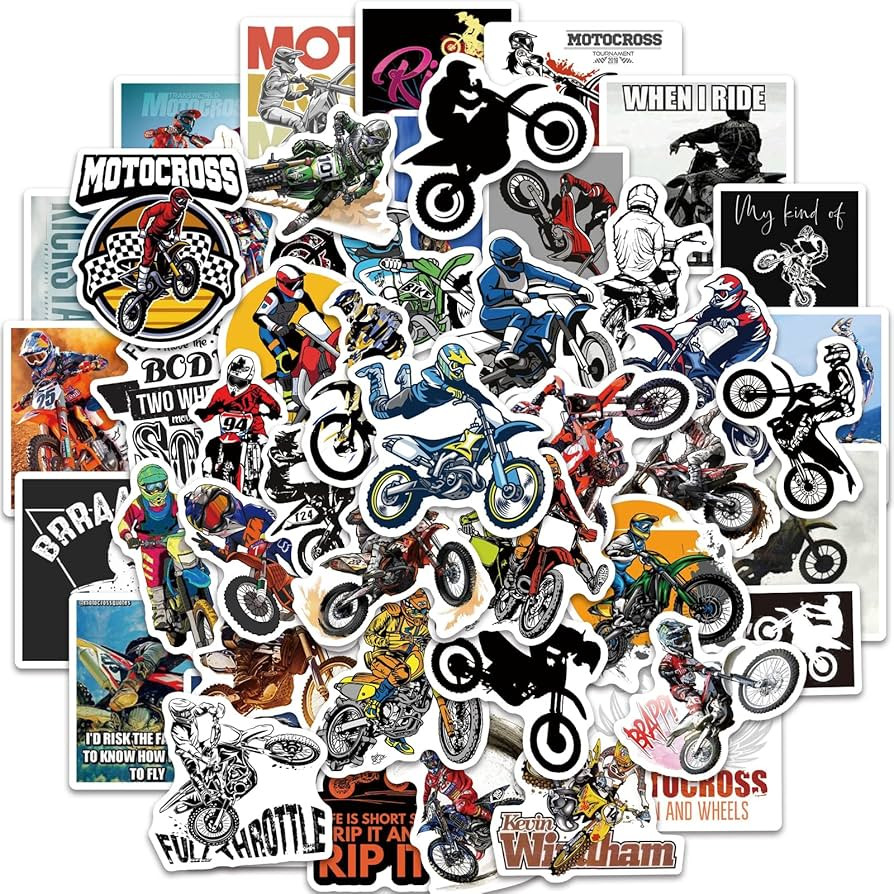 50Pcs Motocross Stickers for Water Bottles Vinyl Dirt Motobike Stickers for Kids Teens Waterproof... | Amazon (US)