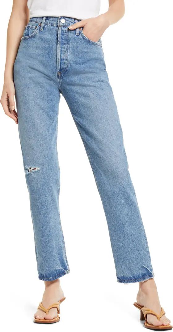 '90s Pinch Waist Ripped Straight Leg Organic Cotton Jeans | Nordstrom