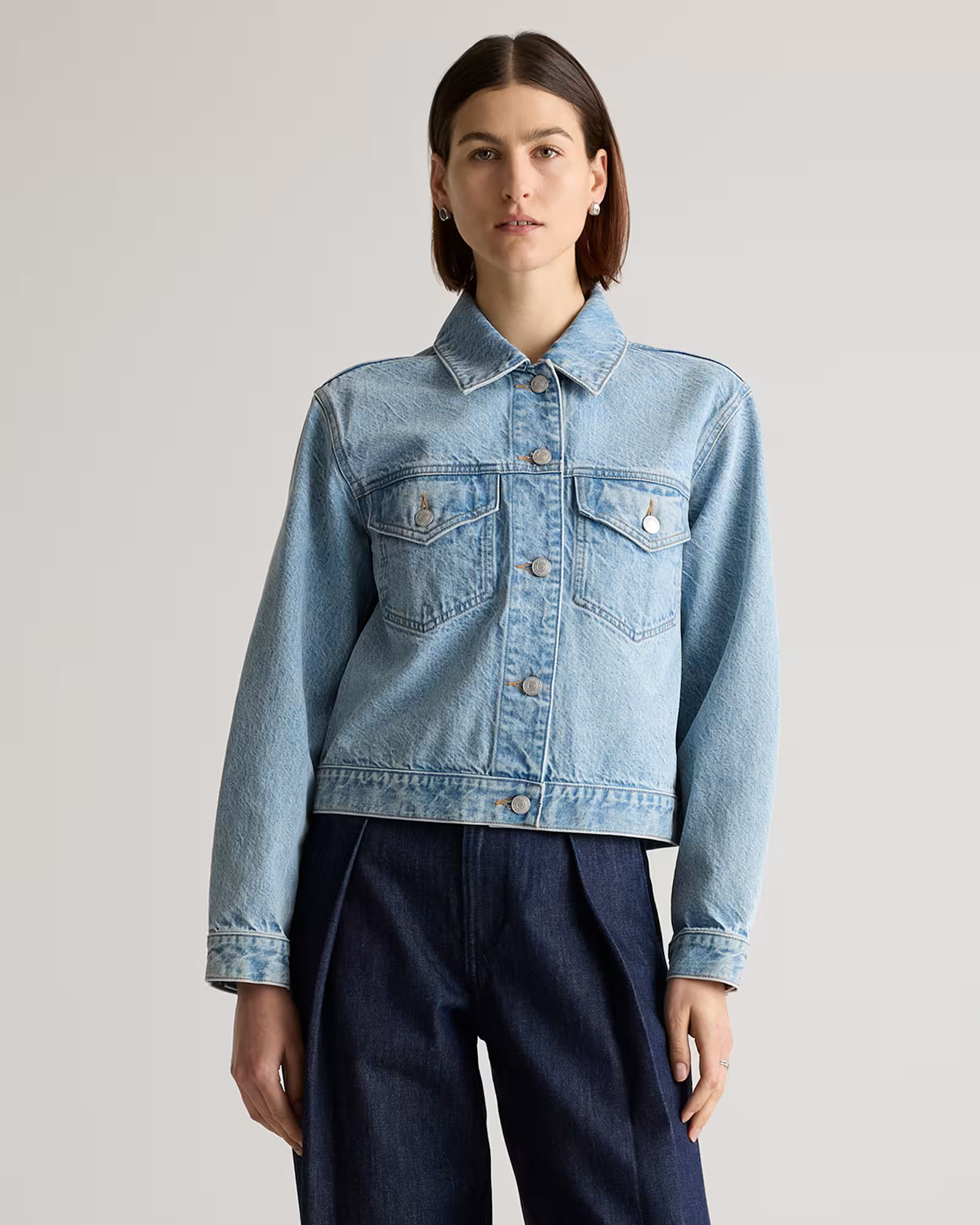 100% Organic Cotton Cropped Denim Jacket | Quince