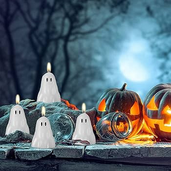 10 Pieces Halloween Ghost Candles Burning Candles Soy Wax White Halloween Decor Candles for Hallo... | Amazon (US)