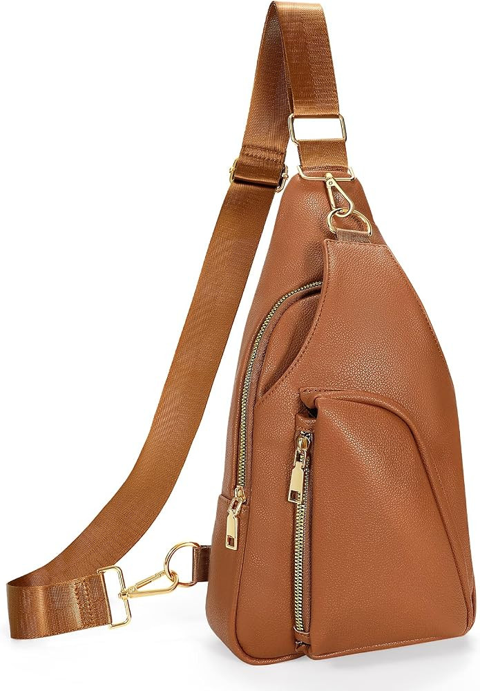 JASGOOD Women Fanny Pack Crossbody Bags PU Leather Sling Bag Trendy Chest Bag for Women Travel, D... | Amazon (US)