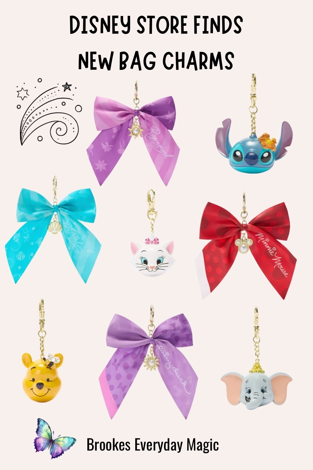 Disney Store Finds: New Disney Store Bag Charms. I really like the bows!! These are the perfect Disney accessory to add to your bag!