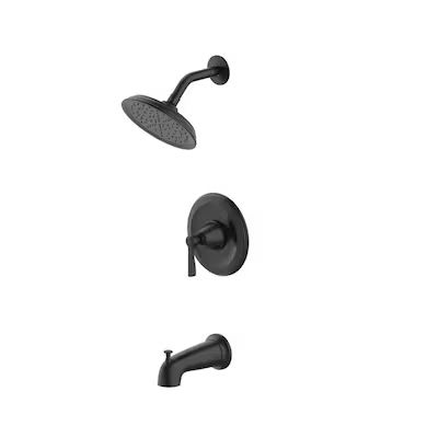allen + roth Townley Matte Black 1-handle Single Function Round Bathtub and Shower Faucet Valve I... | Lowe's
