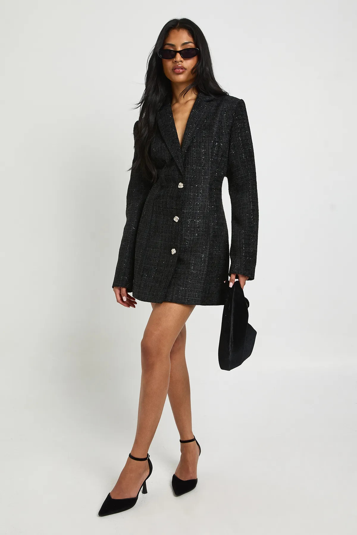 Sequin Boucle Blazer Dress | Boohoo.com (UK & IE)