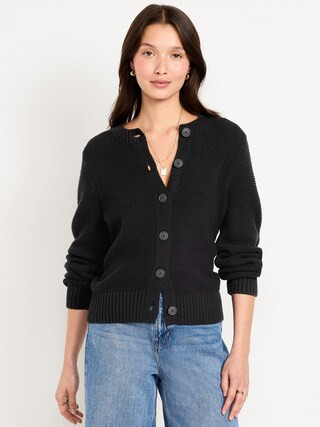 Seaside Cotton Garter-Knit Cardigan Sweater | Old Navy (US)