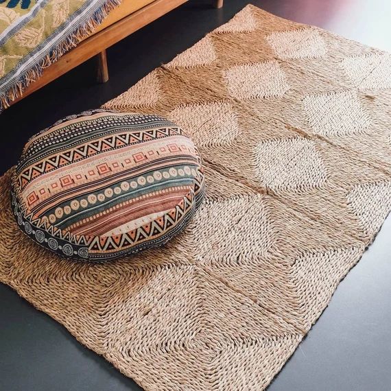 Hand Woven Seagrass Rug | Rustic Style Natural Brown Straw Floor Mat | Décor Tatami Rug Carpet |... | Etsy (AU)