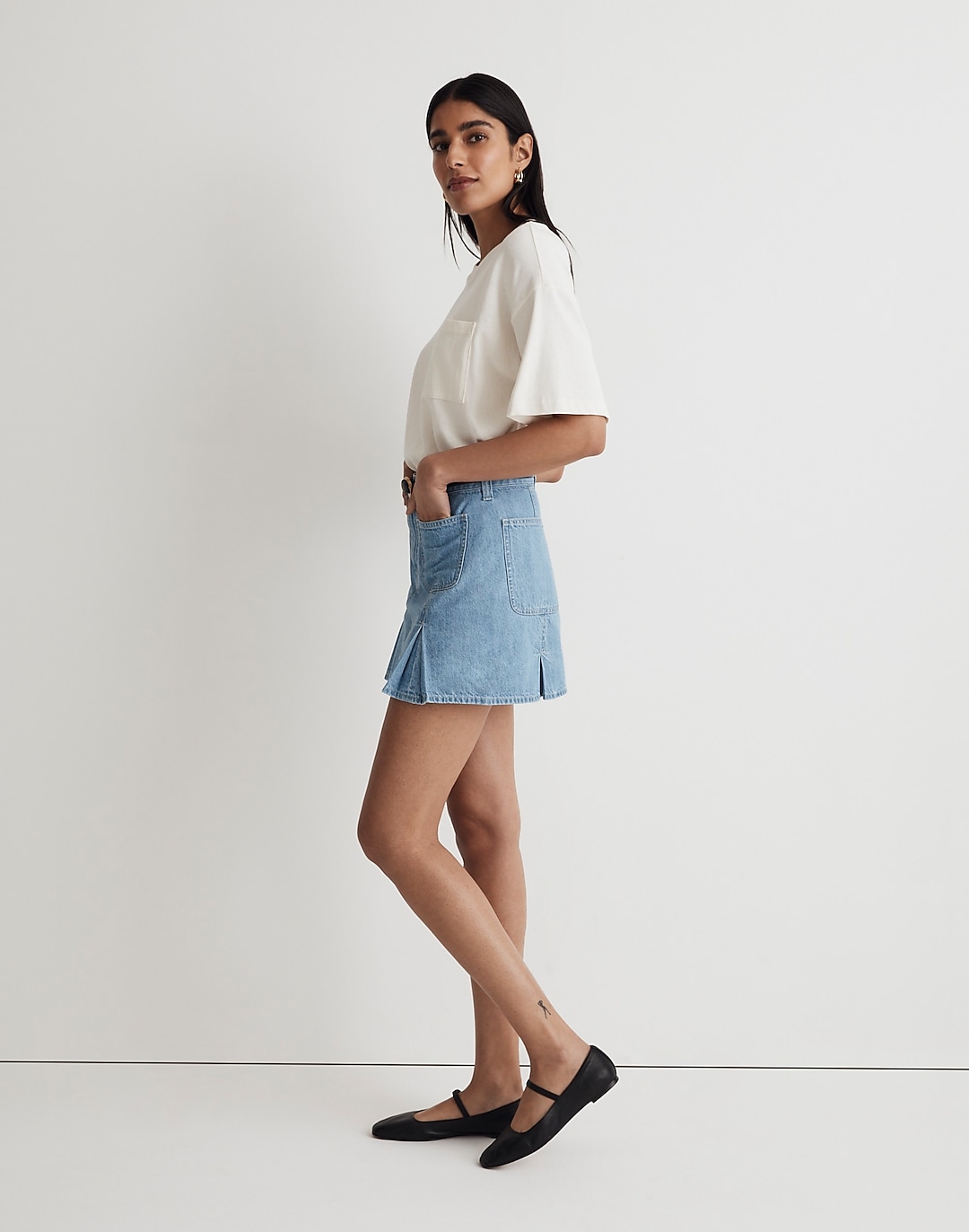 Pleated Denim Mini Skirt in Stilecrost Wash | Madewell