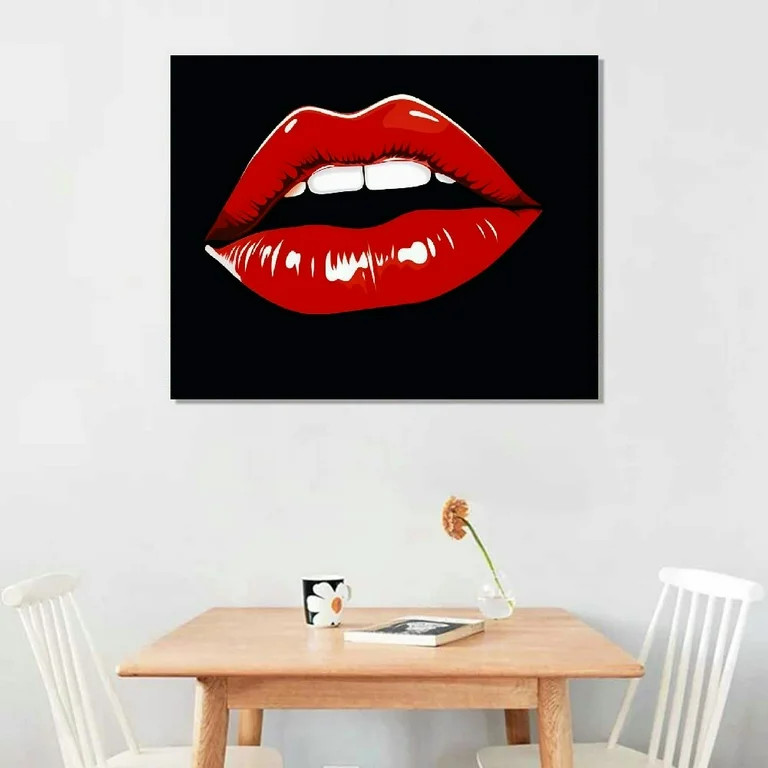 QCPP Canvas Wall Art - Red Lips Pictures - Modern Wall Decor Gallery Canvas Wraps Giclee Print St... | Walmart (US)