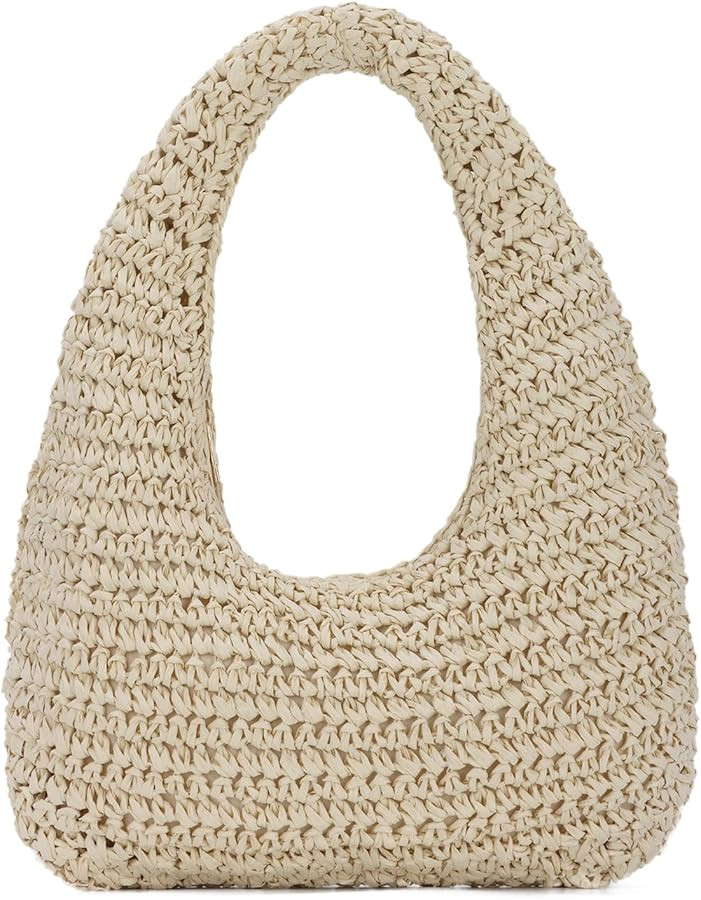 Crescent Straw Purse for Women Summer Beach Raffia Hobo Handbag Woven Tote 2025 | Amazon (US)