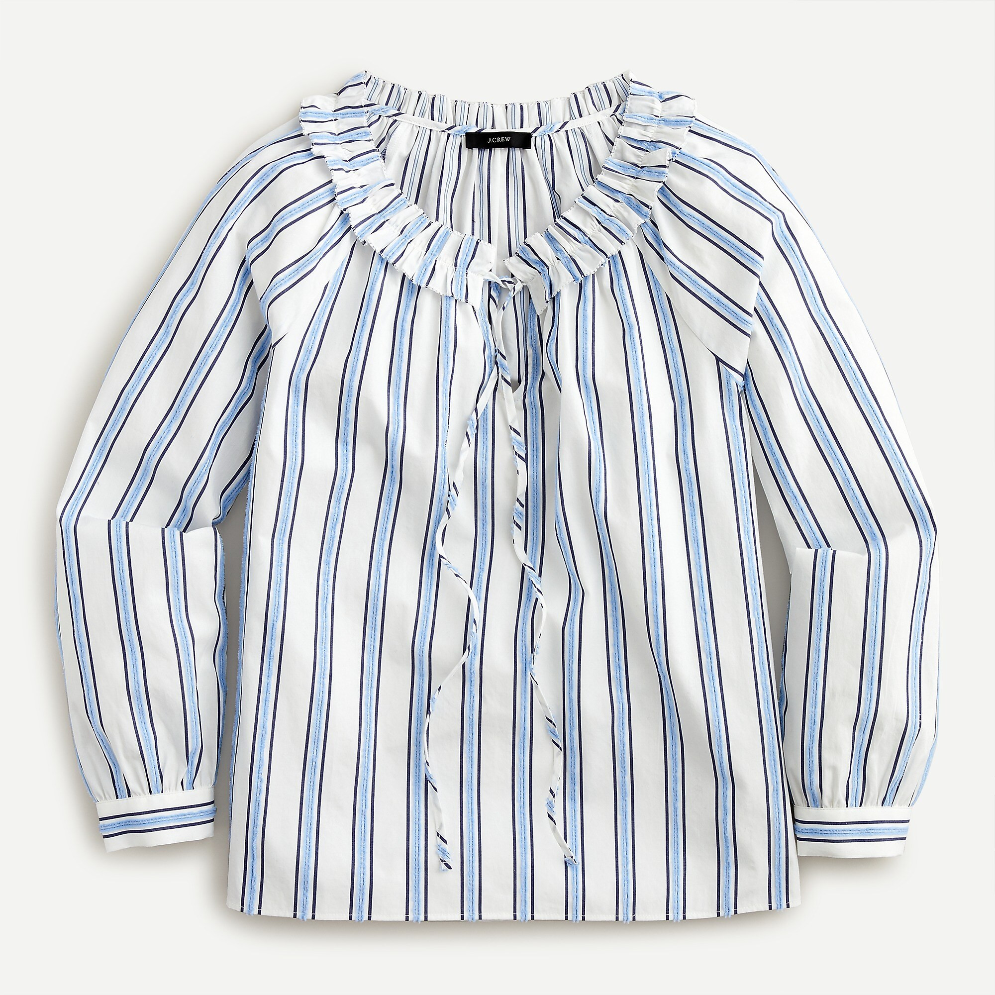 Tie-front ruffle top in stripe | J. Crew US