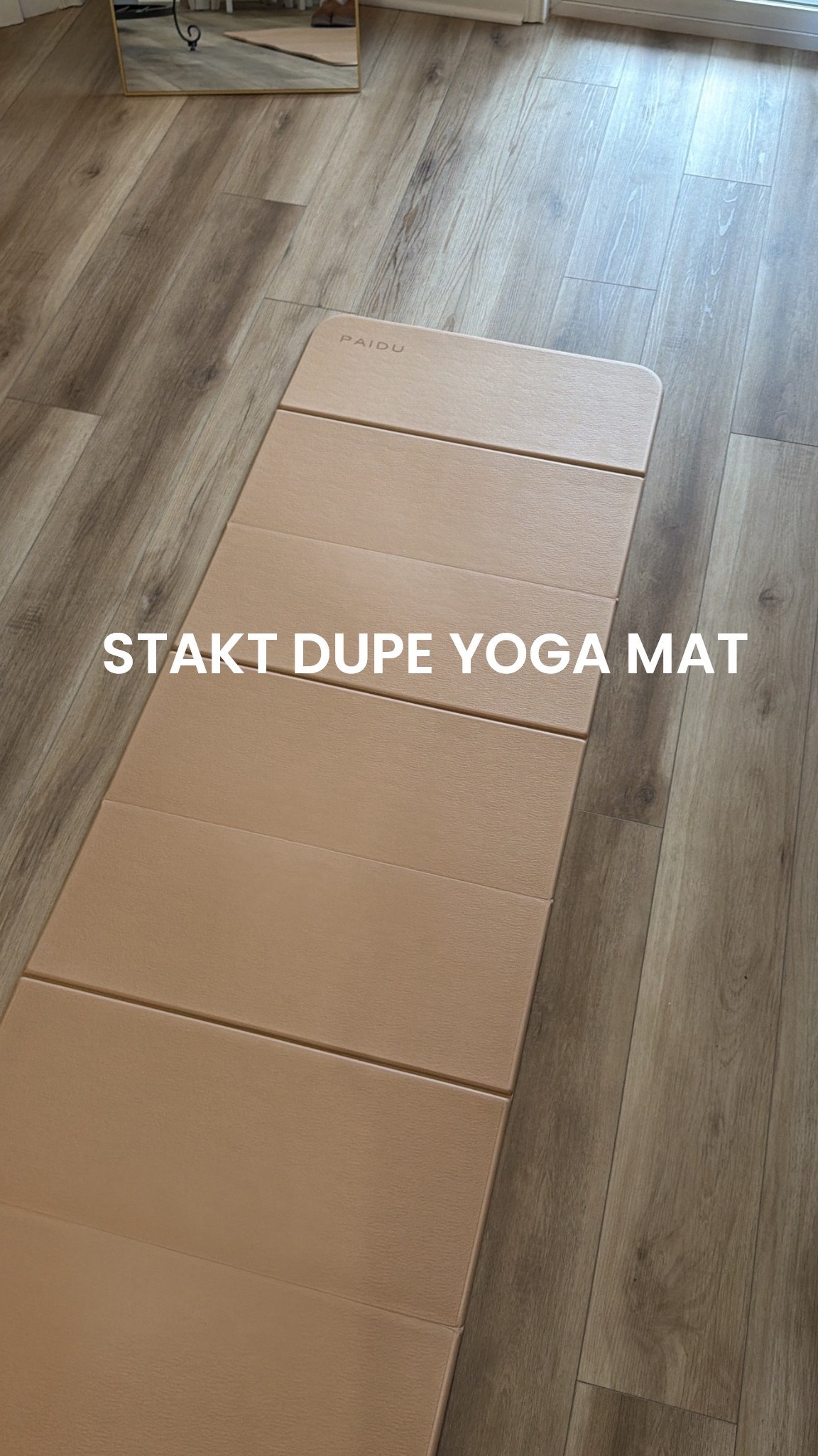 This yoga mat is the dupe for a Stakt! So easy to fold and extra cushion for the tall girls like me 😊 
