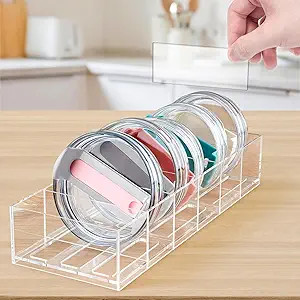 Acrylic Tumbler Lid Organizer for Stanley Cup Accessories, Cabinet Pantry Kitchen Organizers and ... | Amazon (US)