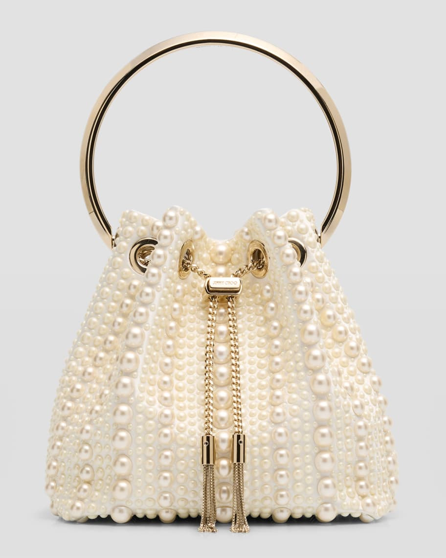Jimmy Choo Bon Bon Pearly Satin Bucket Bag | Neiman Marcus