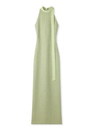 Halter Stretch Sequin Twill Knit Gown | St. John Knits