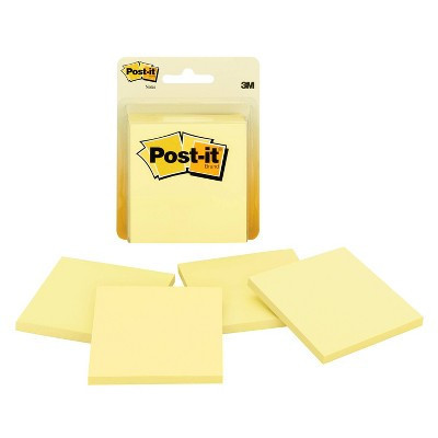 Post-it® Notes, 3 in x 3 in, Canary Yellow, 4 Pads per pack, 50 sheets per pad: Sticky Notes, Paper Basics, Uncoated, Glue Binding | Target