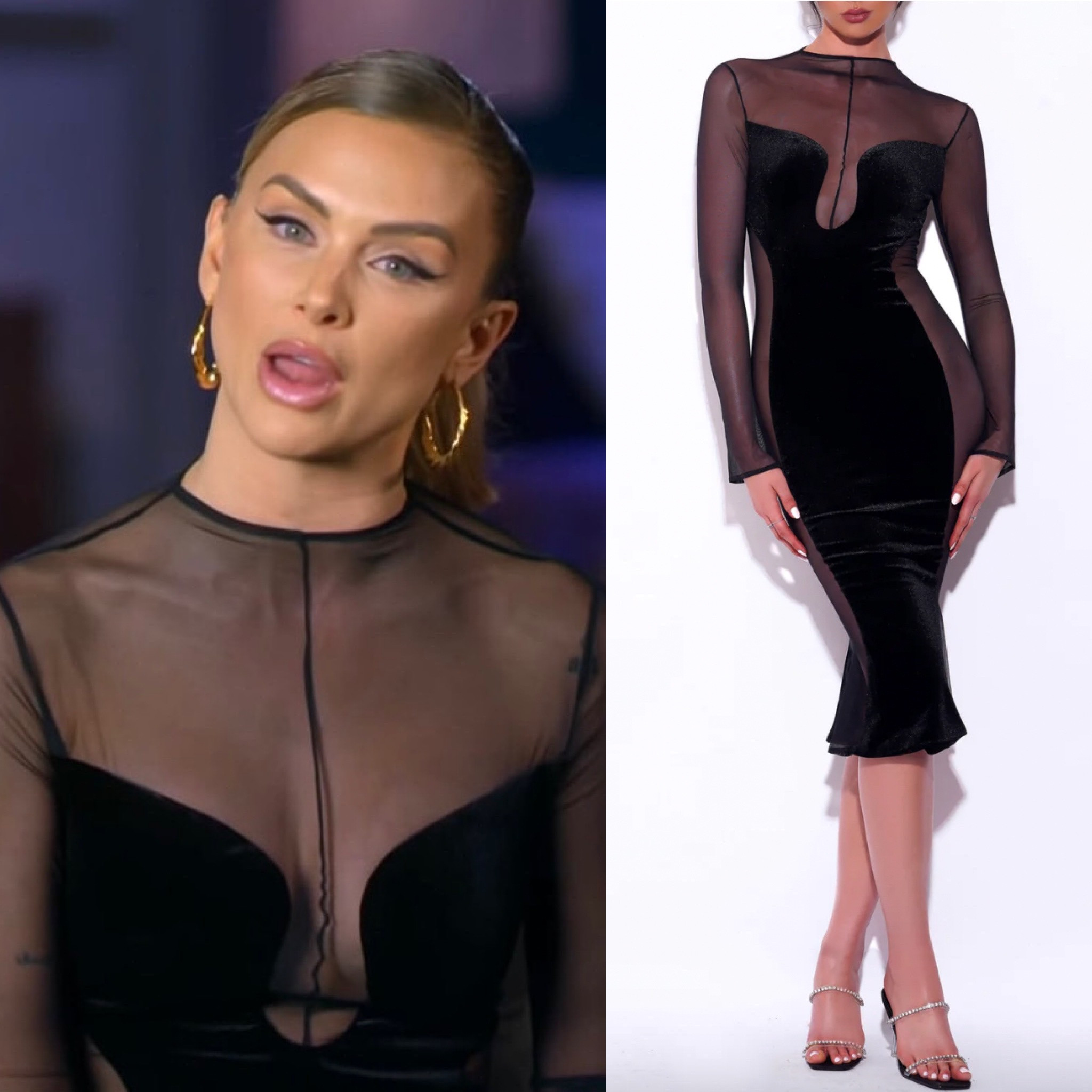 Lala Kent’s Black Mesh Cutout Confessional Dress is by Miss Circle // Shop Similar 