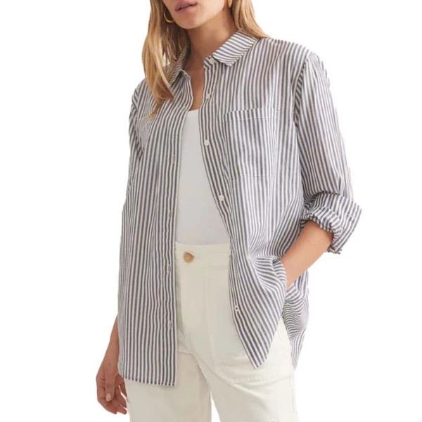 Women's Marine Layer Abbey Long Sleeve Button Up Shirt Large Navy Stripe | Scheels Sports