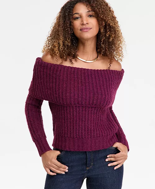 Women's Lofty Off-The-Shoulder Sweater, Macy's Exclusive | Macy's