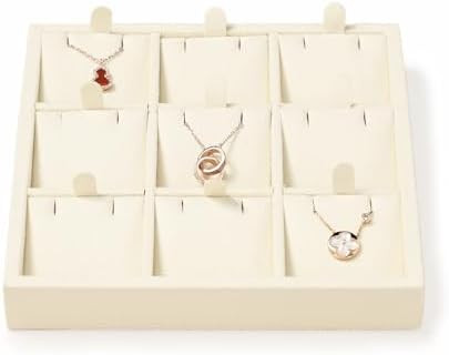 Oirlv Microfiber 9 Slots Jewelry Pendant Display Tray Jewelry Necklace Organizer Display Tray(Bei... | Amazon (US)