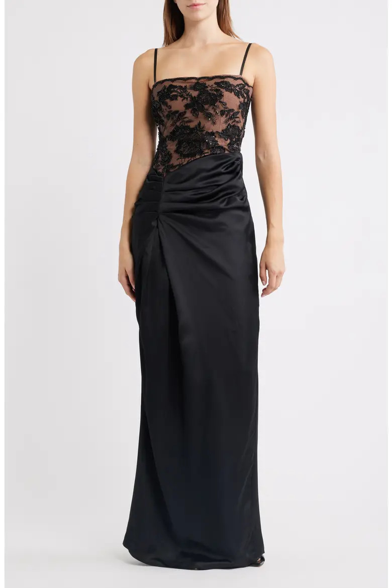 Eliette Lace & Satin Column Gown (Women) | Nordstrom | Nordstrom