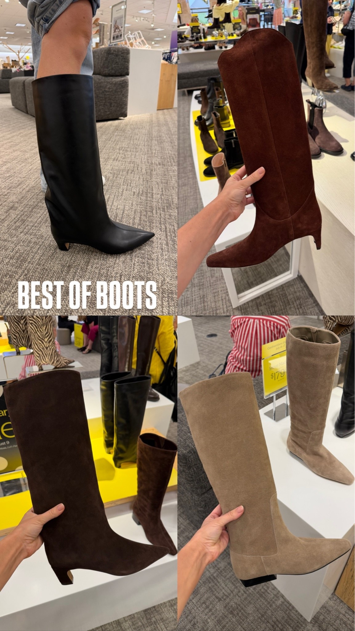 Best knee high boots in the sale! I own the Staud and get so many compliments but if you are looking for a more affordable pair, go with the Steve Madden or Marc Fisher! Love the heel high of all of these. Got my true size in all.

#LTKSaleAlert