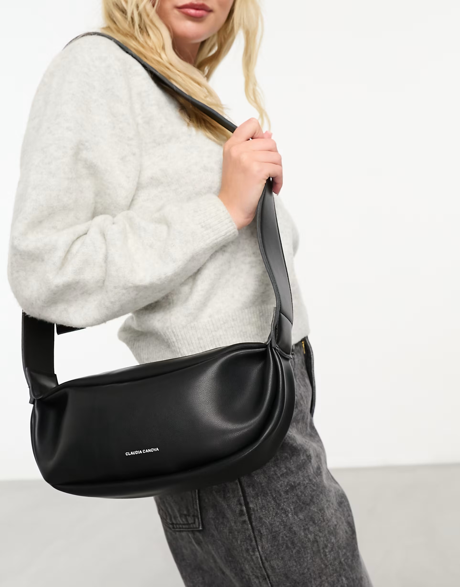 Claudia Canova crescent cross body bag in black | ASOS (Global)
