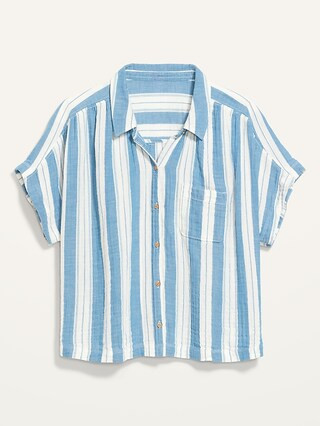 Short-Sleeve Striped Shirt for Women | Old Navy (US)