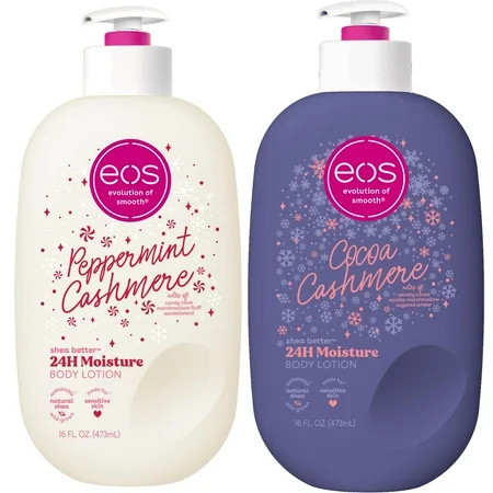 eos Shea Better 24H Moisture Body Lotion, Peppermint Cashmere + Cocoa Cashmere, 16oz | Walmart (US)
