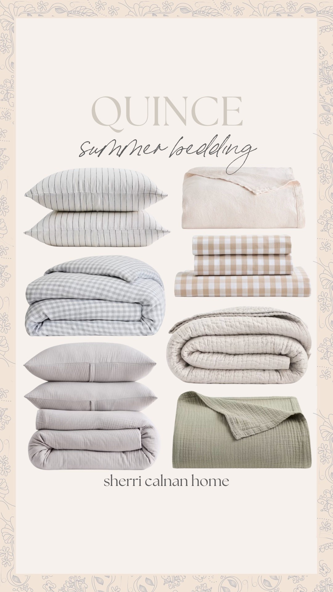 Quince Summer Bedding

Coastal bedding, quince quilt, high quality bedding, striped bedding, plaid bedding, beige bedding, Sherri calnan home

#LTKStyleTip #LTKHome #LTKSummerEdit
