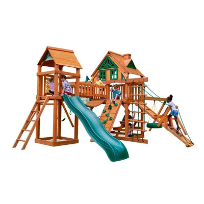 Pioneer Peak Swing Set with Clatter Bridge and Tire Swing - Professional Installation Available | Wayfair North America