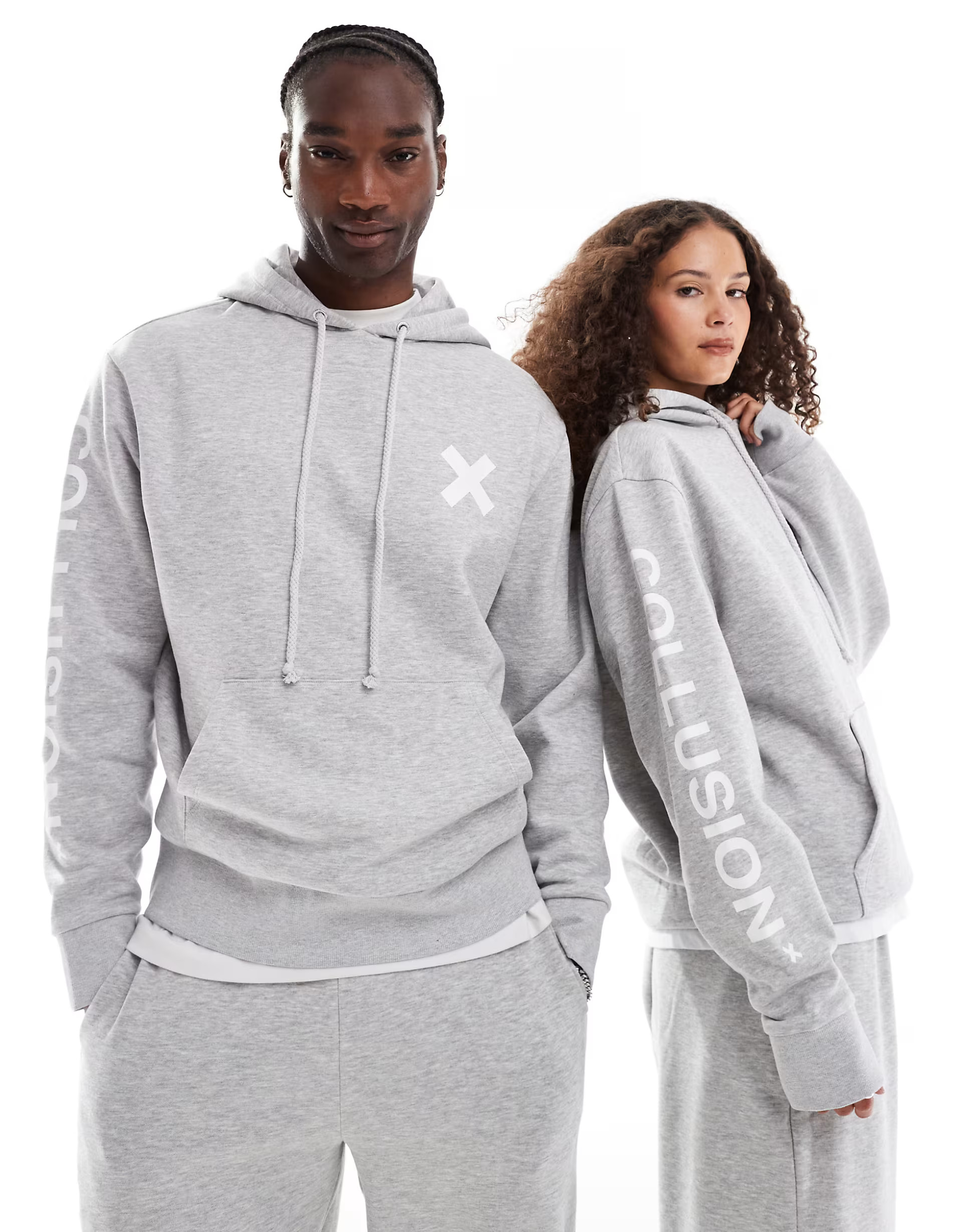 COLLUSION Unisex logo hoodie co-ord in grey marl | ASOS (Global)