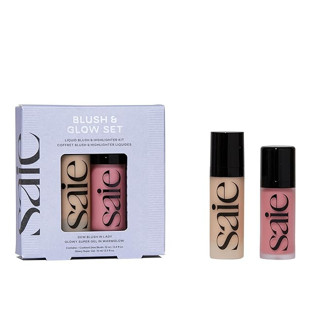 Saie Blush & Glow Gift Set - Dew Blush in Lady & Glowy Super Gel Liquid Highlighter & Makeup Prim... | Amazon (US)