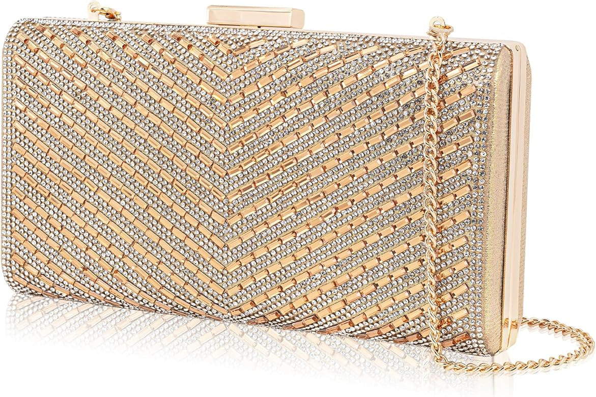 Docacan Sparkly Rhinestone Clutch for Bridal Glitter Metal Clasp Purse Formal Party and Wedding E... | Amazon (US)