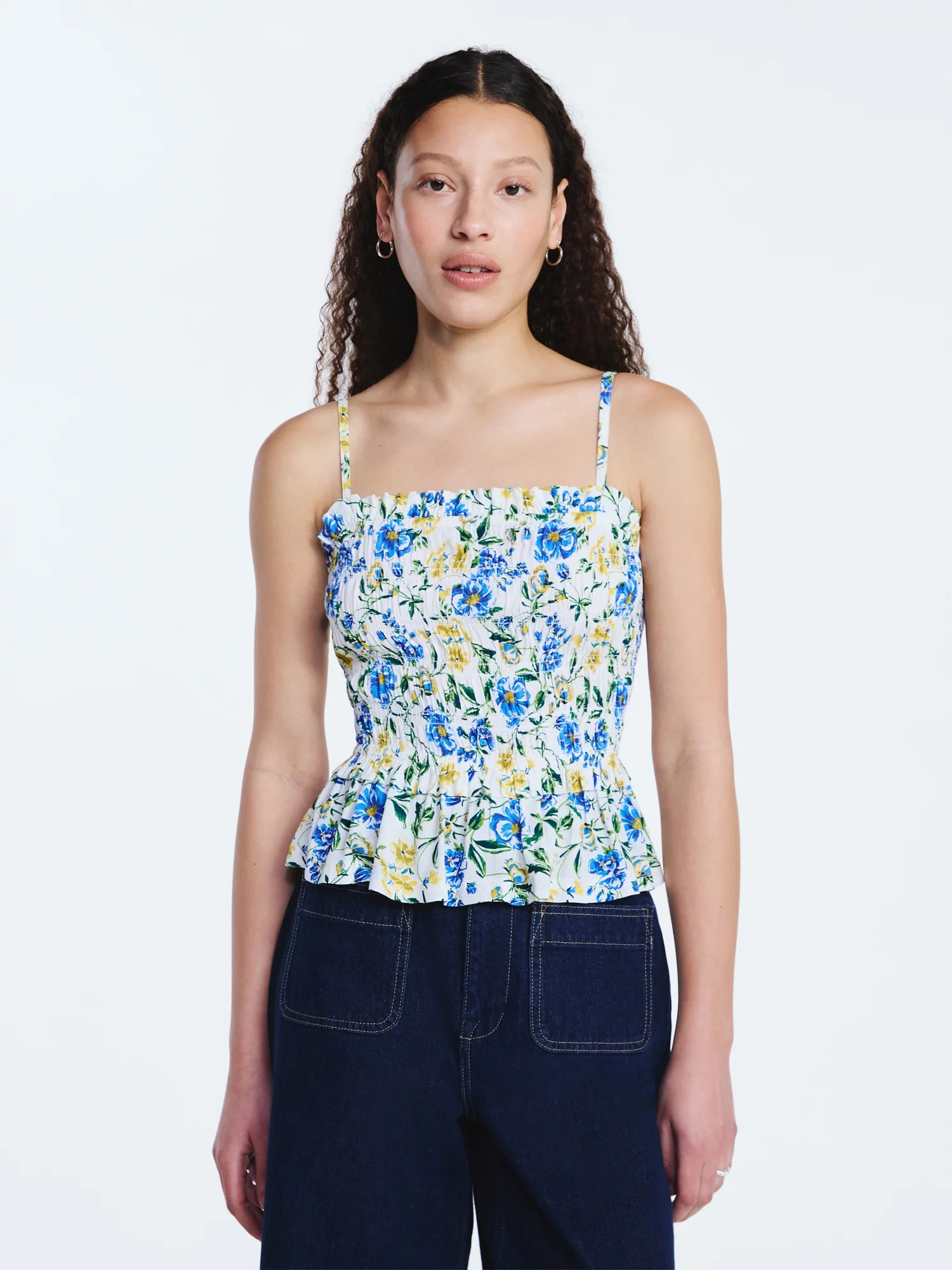 Free Assembly Women's Smocked Top with Peplum Hem, Sizes XS-XXL | Walmart (US)