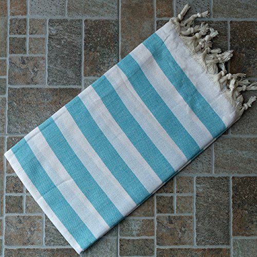 Dandelion - Stripes Pattern - Naturally-Dyed Cotton Turkish Towel Peshtemal - 71x39 Inches - White & | Amazon (US)