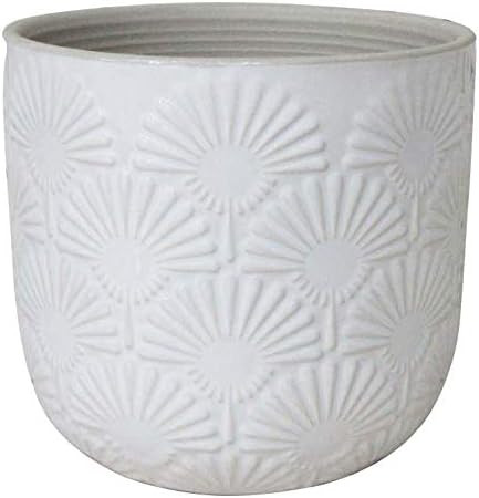 Amazon Brand – Stone & Beam Medium Fan-Embossed Planter, 6"H, Cloud Dancer White | Amazon (US)