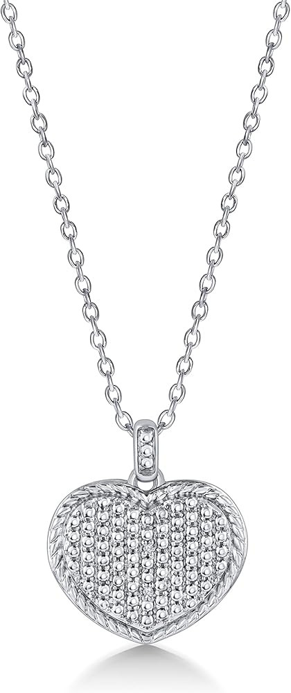 Elmas Round White Natural Diamond Accent 925 Sterling Silver Minimalist Cluster Heart Pendant Nec... | Amazon (US)