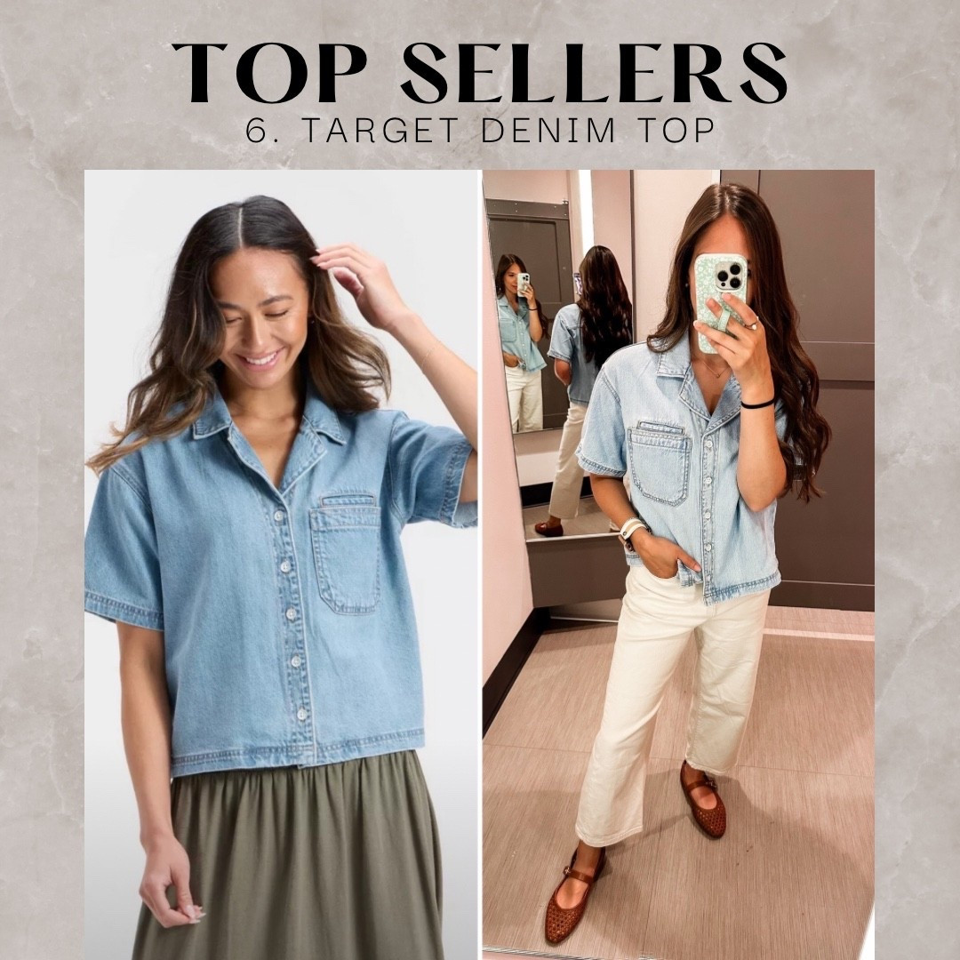 Weekly best sellers 
Target chambray denim top 
Size XS 

#LTKFindsUnder100 #LTKStyleTip #LTKFindsUnder50