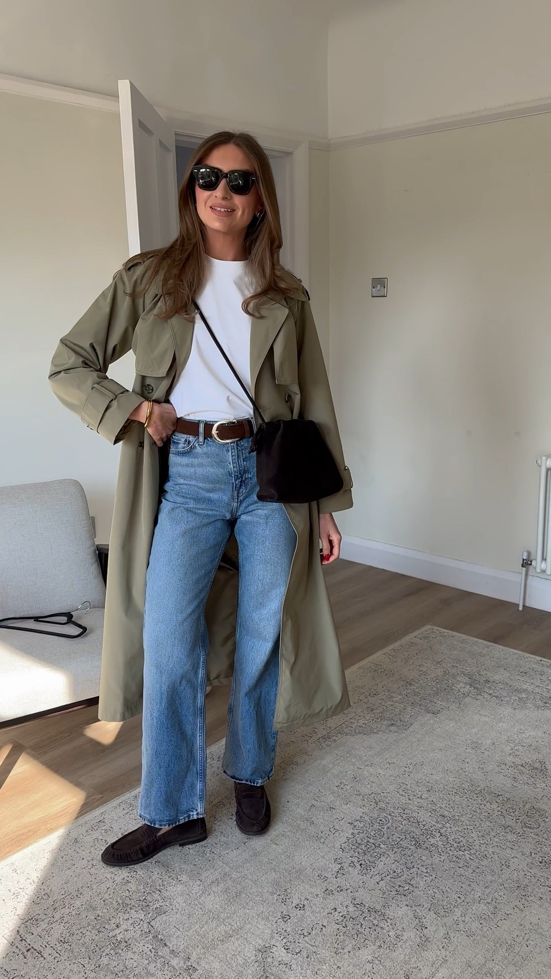 Weekend casual outfit 
Small in the Abercrombie trench coach 
25 in the cos jeans 
I’m 5ft 6 
Brown suede loafers from M&S 
Brown suede bag from COS 
Arket white tshirt 


#LTKuk #LTKspring