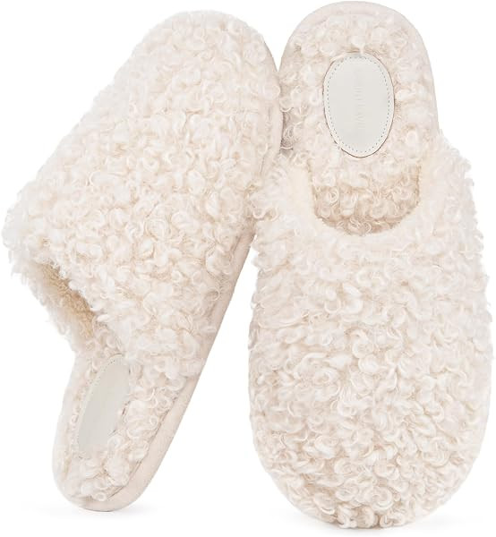 Snug Leaves Women's Scuff Slippers Furry Cute Memory Foam House Shoes | Amazon (US)