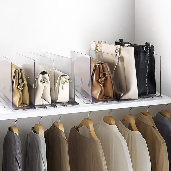 Acrylic Shelf Dividers 8 Pack Clear Closet Shelves Divider for Clothes Purse Bag Handbag Organize... | Amazon (US)