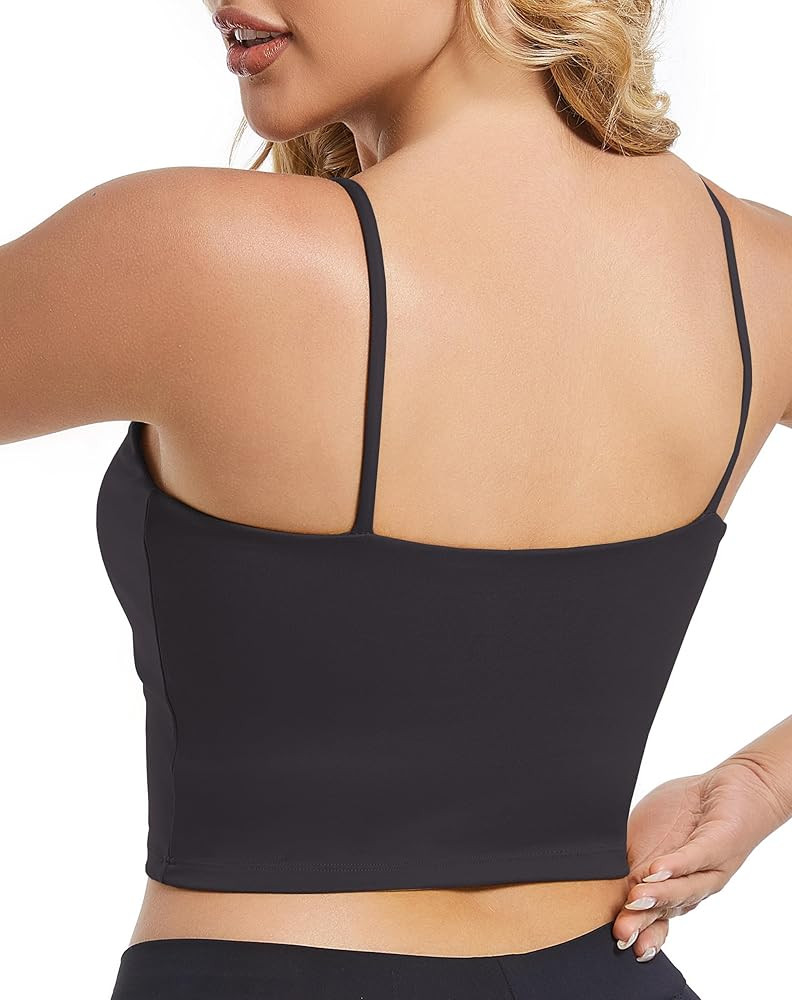HHUQ Workout Tops for Women,Longline Padded Medium Support Sports Bras Tank Top for Running Yoga ... | Amazon (US)