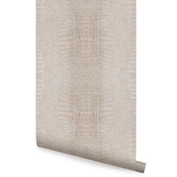 Crocodile Wallpaper, Beige, Self Adhesive Fabric Repositionable Wallpaper | Etsy (US)