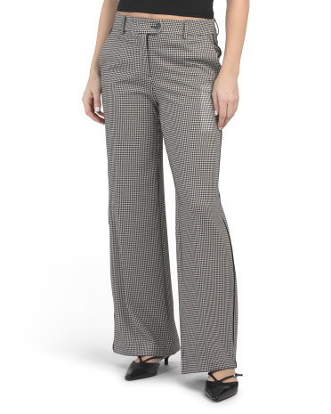 Houndstooth Wide Leg Pants for Women | Polyester/Spandex/Rayon | Marshalls