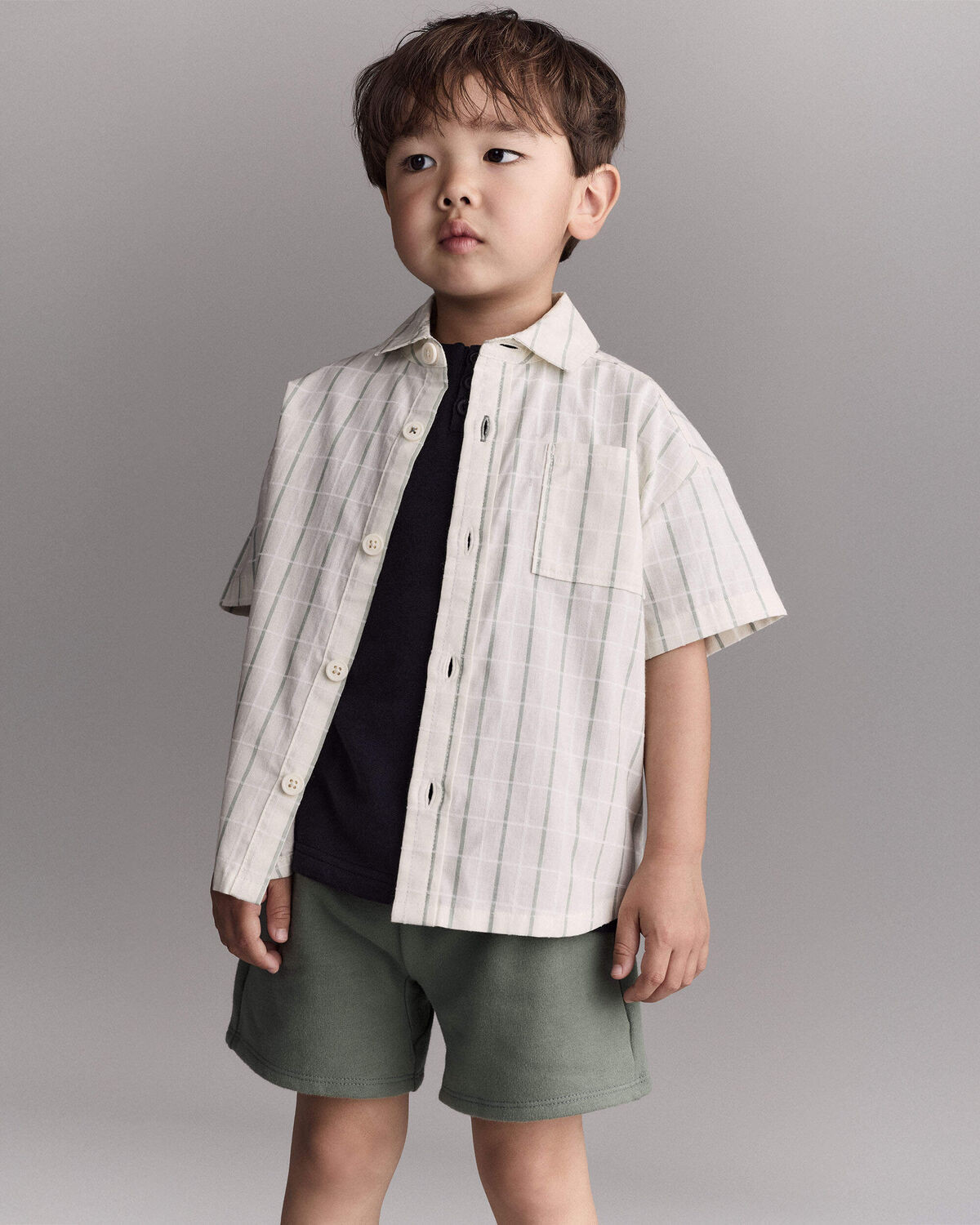 Toddler Boy Dobby Knit Button-Down Short-Sleeve Shirt - Cream | Carter's Inc