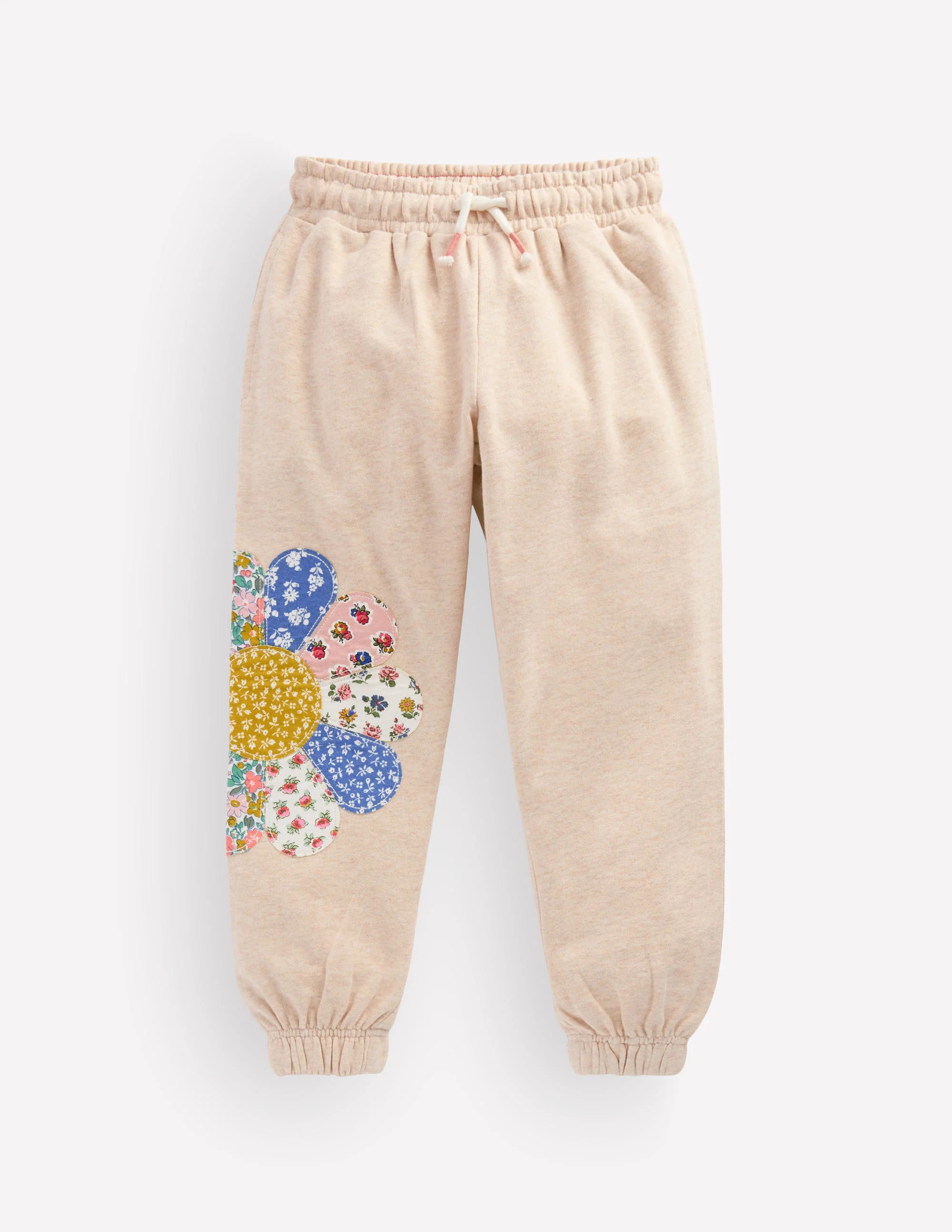 Appliqué Cuffed Joggers-Oatmeal Patchwork Flower | Boden (US)