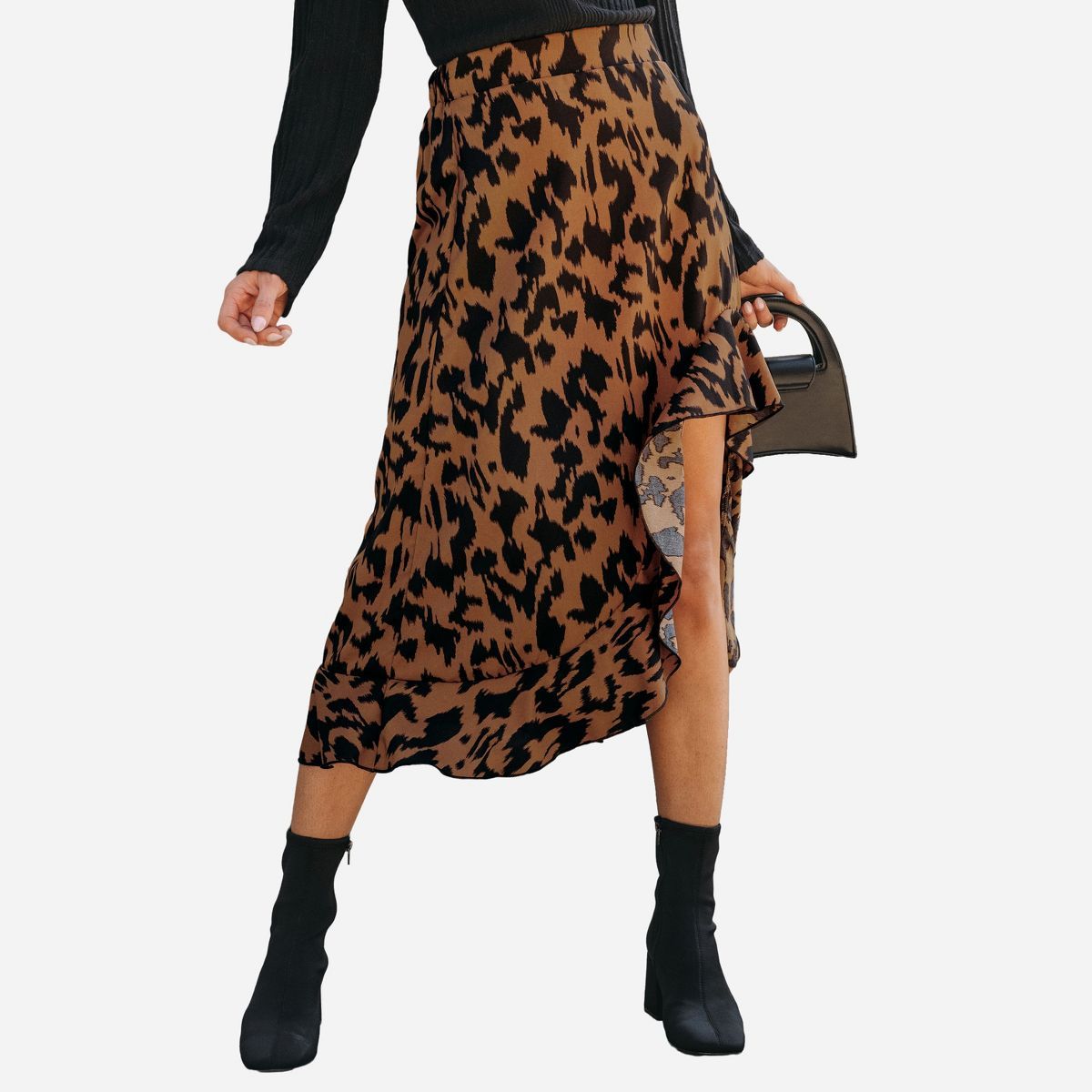 Women's Leopard Print Ruffled High Waist High Low Skirt - Cupshe | Target