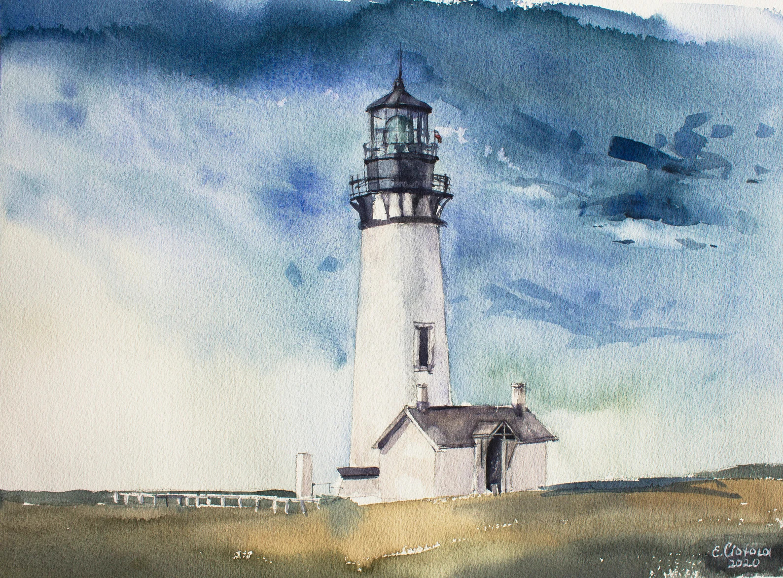 Lighthouse  Painting Original Watercolor Landscape of Oregon Lighthouse Yaquina Head  Nautical Se... | Etsy (US)