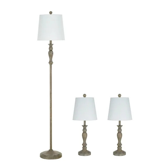 Better Homes & Gardens Modern Farmhouse 3-Pack Table and Floor Lamp Set, Wood Finish | Walmart (US)